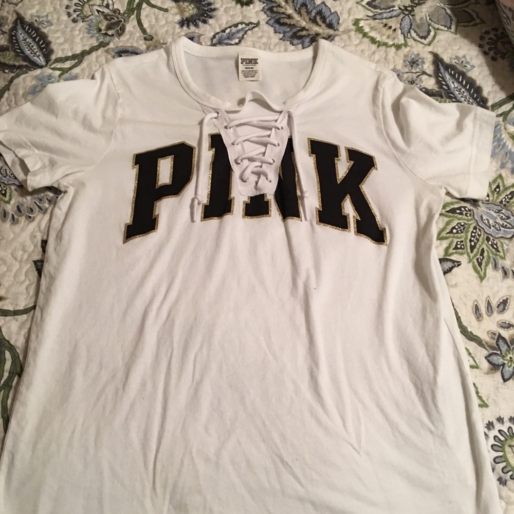 Pink Lace Up Tee